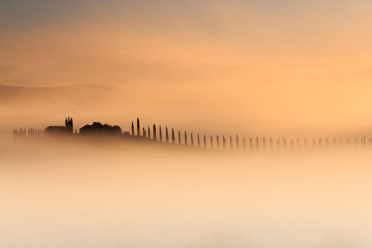 Foggy sunrise fototapet